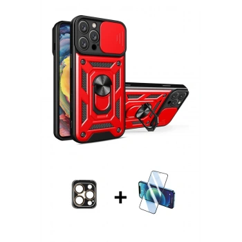 MARSİLYAN™- iPhone 16 Pro Max Kılıf Ahenk Klasik - Siyah 3D Antistatik Seramik Nano Ekran Koruyucu + PVD Metal Kamera Lens - GD