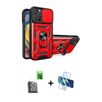 MARSİLYAN™- iPhone 16 Pro Max Kılıf Ahenk Klasik - Siyah 3D Antistatik Seramik Nano Ekran Koruyucu + Raze Metal Kamera Lens - SH