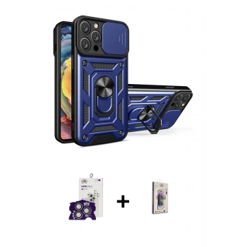 MARSİLYAN™- iPhone 16 Pro Max Kılıf Ahenk Klasik - Siyah Bilvis 3D Cam Ekran Koruyucu + Bilvis Titan Kamera Lens - GS