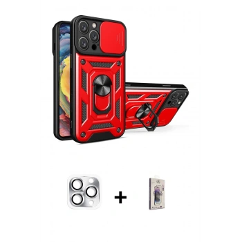 MARSİLYAN™- iPhone 16 Pro Max Kılıf Ahenk Klasik - Siyah Bilvis 3D Cam Ekran Koruyucu + Pers Alüminyum Kamera Lens - GS