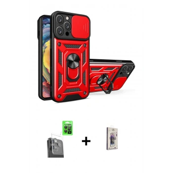 MARSİLYAN™- iPhone 16 Pro Max Kılıf Ahenk Klasik - Siyah Bilvis 3D Cam Ekran Koruyucu + Raze Metal Kamera Lens - SH