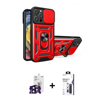 MARSİLYAN™- iPhone 16 Pro Max Kılıf Ahenk Klasik - Siyah Bilvis 3X AR Hayalet Cam Ekran Koruyucu + Bilvis Titan Kamera Lens - SH