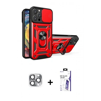 MARSİLYAN™- iPhone 16 Pro Max Kılıf Ahenk Klasik - Siyah Bilvis 3X AR HD Cam Ekran Koruyucu + Pers Alüminyum Kamera Lens - GI