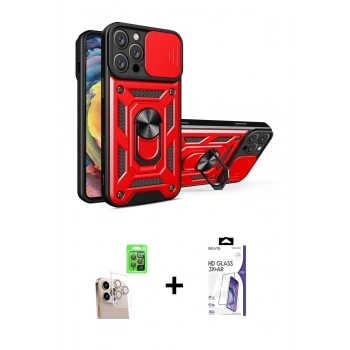 MARSİLYAN™- iPhone 16 Pro Max Kılıf Ahenk Klasik - Siyah Bilvis 3X AR HD Cam Ekran Koruyucu + Raze Metal Kamera Lens - NLGY