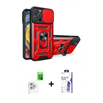 MARSİLYAN™- iPhone 16 Pro Max Kılıf Ahenk Klasik - Siyah Bilvis 3X AR HD Cam Ekran Koruyucu + Raze Metal Kamera Lens - BZ