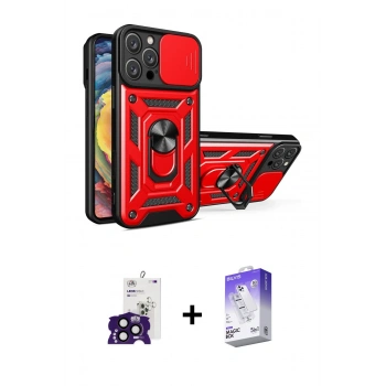 MARSİLYAN™- iPhone 16 Pro Max Kılıf Ahenk Klasik - Siyah Bilvis 5in1 3D Magic Cam Ekran Koruyucu + Bilvis Titan Kamera Lens - SH