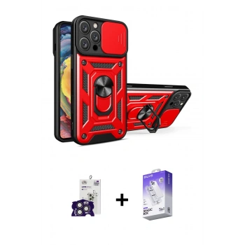MARSİLYAN™- iPhone 16 Pro Max Kılıf Ahenk Klasik - Siyah Bilvis 5in1 3D Magic Cam Ekran Koruyucu + Bilvis Titan Kamera Lens - TMGI