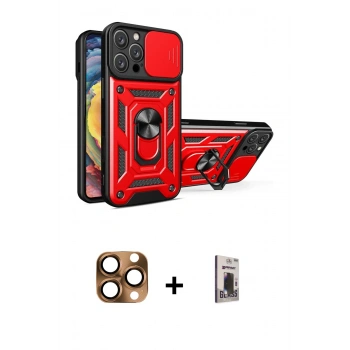 MARSİLYAN™- iPhone 16 Pro Max Kılıf Ahenk Klasik - Siyah Bilvis Hayalet Cam Ekran Koruyucu + Pers Alüminyum Kamera Lens - CLTM