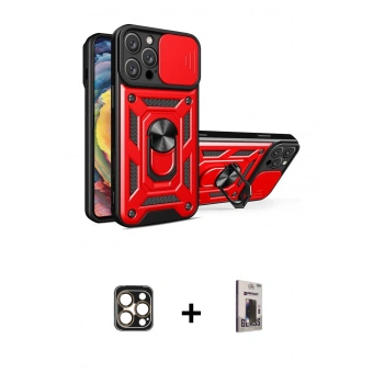 MARSİLYAN™- iPhone 16 Pro Max Kılıf Ahenk Klasik - Siyah Bilvis Hayalet Cam Ekran Koruyucu + PVD Metal Kamera Lens - GD