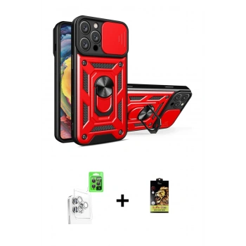 MARSİLYAN™- iPhone 16 Pro Max Kılıf Ahenk Klasik - Siyah Buffer Cam Ekran Koruyucu + Raze Metal Kamera Lens - BZ