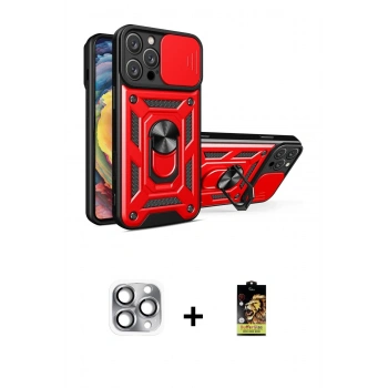 MARSİLYAN™- iPhone 16 Pro Max Kılıf Ahenk Klasik - Siyah Buffer Cam Ekran Koruyucu + Pers Alüminyum Kamera Lens - GI