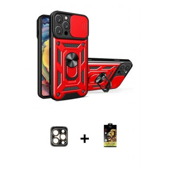 MARSİLYAN™- iPhone 16 Pro Max Kılıf Ahenk Klasik - Siyah Buffer Cam Ekran Koruyucu + PVD Metal Kamera Lens - GD