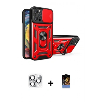 MARSİLYAN™- iPhone 16 Pro Max Kılıf Ahenk Klasik - Siyah Buffer Hayalet Cam Ekran Koruyucu + Pers Alüminyum Kamera Lens - GS