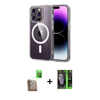 MARSİLYAN™- iPhone 16 Pro Max Kılıf Ahenk Minimal Serisi - Şeffaf 360 Full Body Arka Koruyucu + Raze Metal Kamera Lens - CLTM