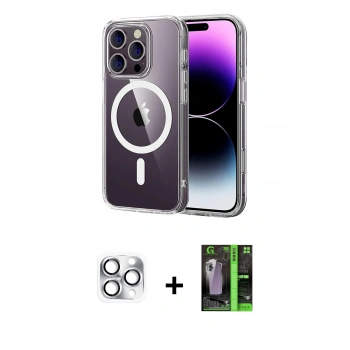 MARSİLYAN™- iPhone 16 Pro Max Kılıf Ahenk Minimal Serisi - Şeffaf 360 Full Body Arka Koruyucu + Pers Alüminyum Kamera Lens - GS