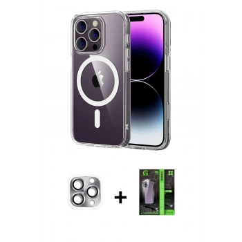 MARSİLYAN™- iPhone 16 Pro Max Kılıf Ahenk Minimal Serisi - Şeffaf 360 Full Body Arka Koruyucu + Pers Alüminyum Kamera Lens - GI