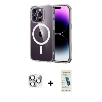 MARSİLYAN™- iPhone 16 Pro Max Kılıf Ahenk Minimal Serisi - Şeffaf Pasifik Cam Ekran Koruyucu + Pers Alüminyum Kamera Lens - GS