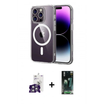 MARSİLYAN™- iPhone 16 Pro Max Kılıf Ahenk Minimal Serisi - Siyah 360 Mat Full Body Arka Koruyucu + Bilvis Titan Kamera Lens - GS