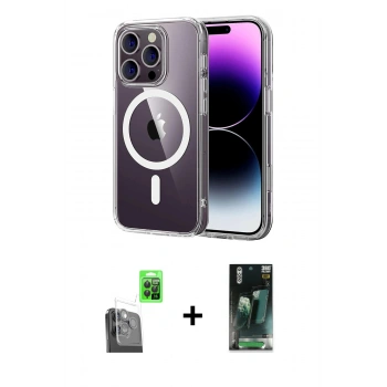 MARSİLYAN™- iPhone 16 Pro Max Kılıf Ahenk Minimal Serisi - Siyah 360 Mat Full Body Arka Koruyucu + Raze Metal Kamera Lens - SH
