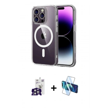 MARSİLYAN™- iPhone 16 Pro Max Kılıf Ahenk Minimal Serisi - Siyah 3D Antistatik Cam Ekran Koruyucu + Bilvis Titan Kamera Lens - TMGI