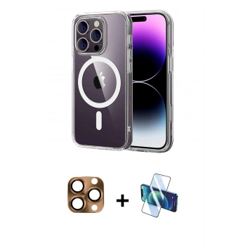 MARSİLYAN™- iPhone 16 Pro Max Kılıf Ahenk Minimal Serisi - Siyah 3D Antistatik Cam Ekran Koruyucu + Pers Alüminyum Kamera Lens - CLTM