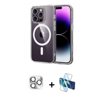 MARSİLYAN™- iPhone 16 Pro Max Kılıf Ahenk Minimal Serisi - Siyah 3D Antistatik Cam Ekran Koruyucu + Pers Alüminyum Kamera Lens - GS
