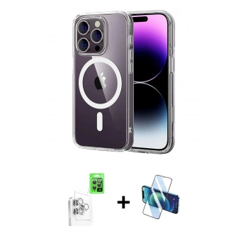 MARSİLYAN™- iPhone 16 Pro Max Kılıf Ahenk Minimal Serisi - Siyah 3D Antistatik Cam Ekran Koruyucu + Raze Metal Kamera Lens - BZ