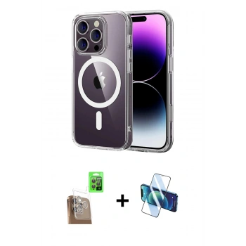 MARSİLYAN™- iPhone 16 Pro Max Kılıf Ahenk Minimal Serisi - Siyah 3D Antistatik Cam Ekran Koruyucu + Raze Metal Kamera Lens - CLTM