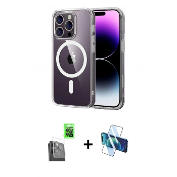 MARSİLYAN™- iPhone 16 Pro Max Kılıf Ahenk Minimal Serisi - Siyah 3D Antistatik Cam Ekran Koruyucu + Raze Metal Kamera Lens - SH