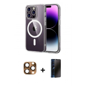 MARSİLYAN™- iPhone 16 Pro Max Kılıf Ahenk Minimal Serisi - Siyah 3D Antistatik Hayalet Cam Ekran Koruyucu + Pers Alüminyum Kamera Lens - CLTM