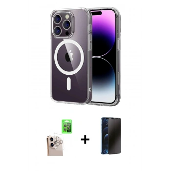 MARSİLYAN™- iPhone 16 Pro Max Kılıf Ahenk Minimal Serisi - Siyah 3D Antistatik Hayalet Cam Ekran Koruyucu + Raze Metal Kamera Lens - NLGY