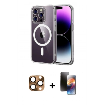 MARSİLYAN™- iPhone 16 Pro Max Kılıf Ahenk Minimal Serisi - Siyah 3D Antistatik Mat Seramik Nano Ekran Koruyucu + Pers Alüminyum Kamera Lens - CLTM