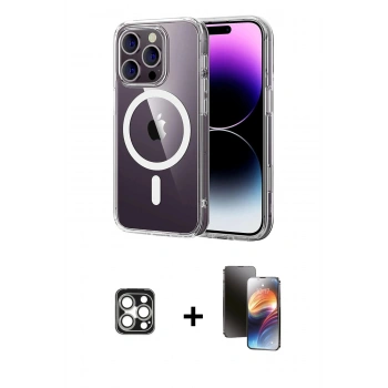 MARSİLYAN™- iPhone 16 Pro Max Kılıf Ahenk Minimal Serisi - Siyah 3D Antistatik Mat Seramik Nano Ekran Koruyucu + PVD Metal Kamera Lens - GS