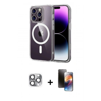 MARSİLYAN™- iPhone 16 Pro Max Kılıf Ahenk Minimal Serisi - Siyah 3D Antistatik Mat Seramik Nano Ekran Koruyucu + Pers Alüminyum Kamera Lens - GI