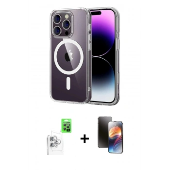 MARSİLYAN™- iPhone 16 Pro Max Kılıf Ahenk Minimal Serisi - Siyah 3D Antistatik Mat Seramik Nano Ekran Koruyucu + Raze Metal Kamera Lens - BZ