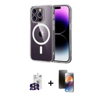 MARSİLYAN™- iPhone 16 Pro Max Kılıf Ahenk Minimal Serisi - Siyah 3D Antistatik Mat Seramik Nano Ekran Koruyucu + Bilvis Titan Kamera Lens - TMGI