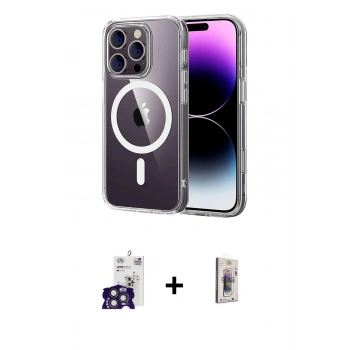 MARSİLYAN™- iPhone 16 Pro Max Kılıf Ahenk Minimal Serisi - Siyah Bilvis 3D Cam Ekran Koruyucu + Bilvis Titan Kamera Lens - TMGI