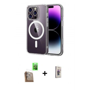 MARSİLYAN™- iPhone 16 Pro Max Kılıf Ahenk Minimal Serisi - Siyah Bilvis 3D Cam Ekran Koruyucu + Raze Metal Kamera Lens - CLTM