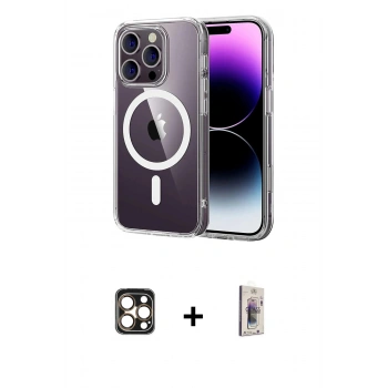 MARSİLYAN™- iPhone 16 Pro Max Kılıf Ahenk Minimal Serisi - Siyah Bilvis 3D Cam Ekran Koruyucu + PVD Metal Kamera Lens - GD