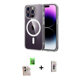 MARSİLYAN™- iPhone 16 Pro Max Kılıf Ahenk Minimal Serisi - Siyah Bilvis 3D Cam Ekran Koruyucu + Raze Metal Kamera Lens - NLGY