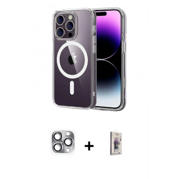 MARSİLYAN™- iPhone 16 Pro Max Kılıf Ahenk Minimal Serisi - Siyah Bilvis 3D Cam Ekran Koruyucu + Pers Alüminyum Kamera Lens - GI
