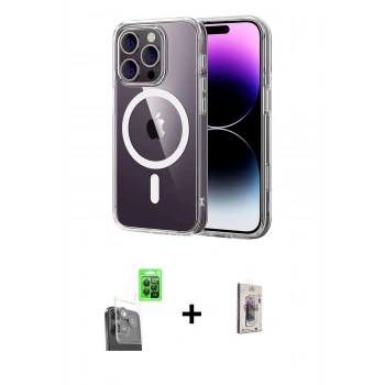 MARSİLYAN™- iPhone 16 Pro Max Kılıf Ahenk Minimal Serisi - Siyah Bilvis 3D Cam Ekran Koruyucu + Raze Metal Kamera Lens - SH
