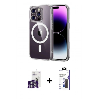 MARSİLYAN™- iPhone 16 Pro Max Kılıf Ahenk Minimal Serisi - Siyah Bilvis 3X AR Hayalet Cam Ekran Koruyucu + Bilvis Titan Kamera Lens - GS