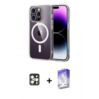 MARSİLYAN™- iPhone 16 Pro Max Kılıf Ahenk Minimal Serisi - Siyah Bilvis 5in1 3D Magic Cam Ekran Koruyucu + PVD Metal Kamera Lens - GD