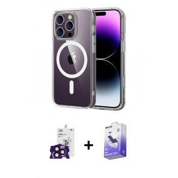 MARSİLYAN™- iPhone 16 Pro Max Kılıf Ahenk Minimal Serisi - Siyah Bilvis 5in1 5D Magic Hayalet Cam Ekran Koruyucu + Bilvis Titan Kamera Lens - SH