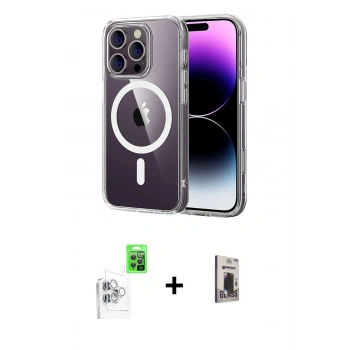 MARSİLYAN™- iPhone 16 Pro Max Kılıf Ahenk Minimal Serisi - Siyah Bilvis Hayalet Cam Ekran Koruyucu + Raze Metal Kamera Lens - BZ