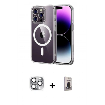 MARSİLYAN™- iPhone 16 Pro Max Kılıf Ahenk Minimal Serisi - Siyah Bilvis Hayalet Cam Ekran Koruyucu + Pers Alüminyum Kamera Lens - GI