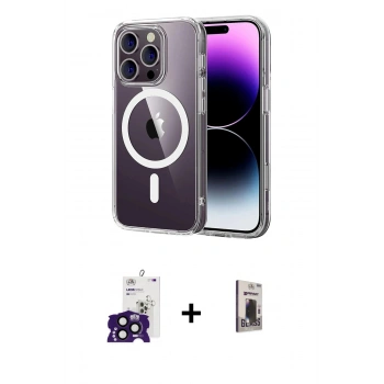 MARSİLYAN™- iPhone 16 Pro Max Kılıf Ahenk Minimal Serisi - Siyah Bilvis Hayalet Cam Ekran Koruyucu + Bilvis Titan Kamera Lens - SH