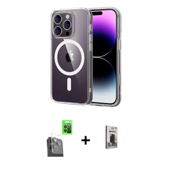 MARSİLYAN™- iPhone 16 Pro Max Kılıf Ahenk Minimal Serisi - Siyah Bilvis Hayalet Cam Ekran Koruyucu + Raze Metal Kamera Lens - SH
