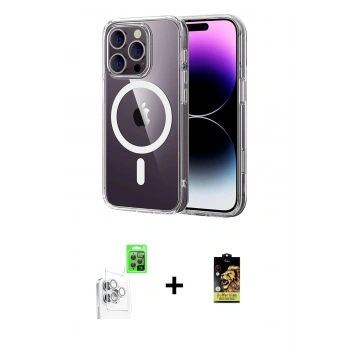 MARSİLYAN™- iPhone 16 Pro Max Kılıf Ahenk Minimal Serisi - Siyah Buffer Cam Ekran Koruyucu + Raze Metal Kamera Lens - BZ